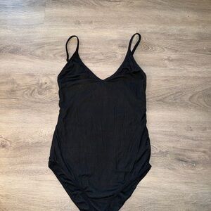 Aritzia Black Ribbed Scoop Bodysuit